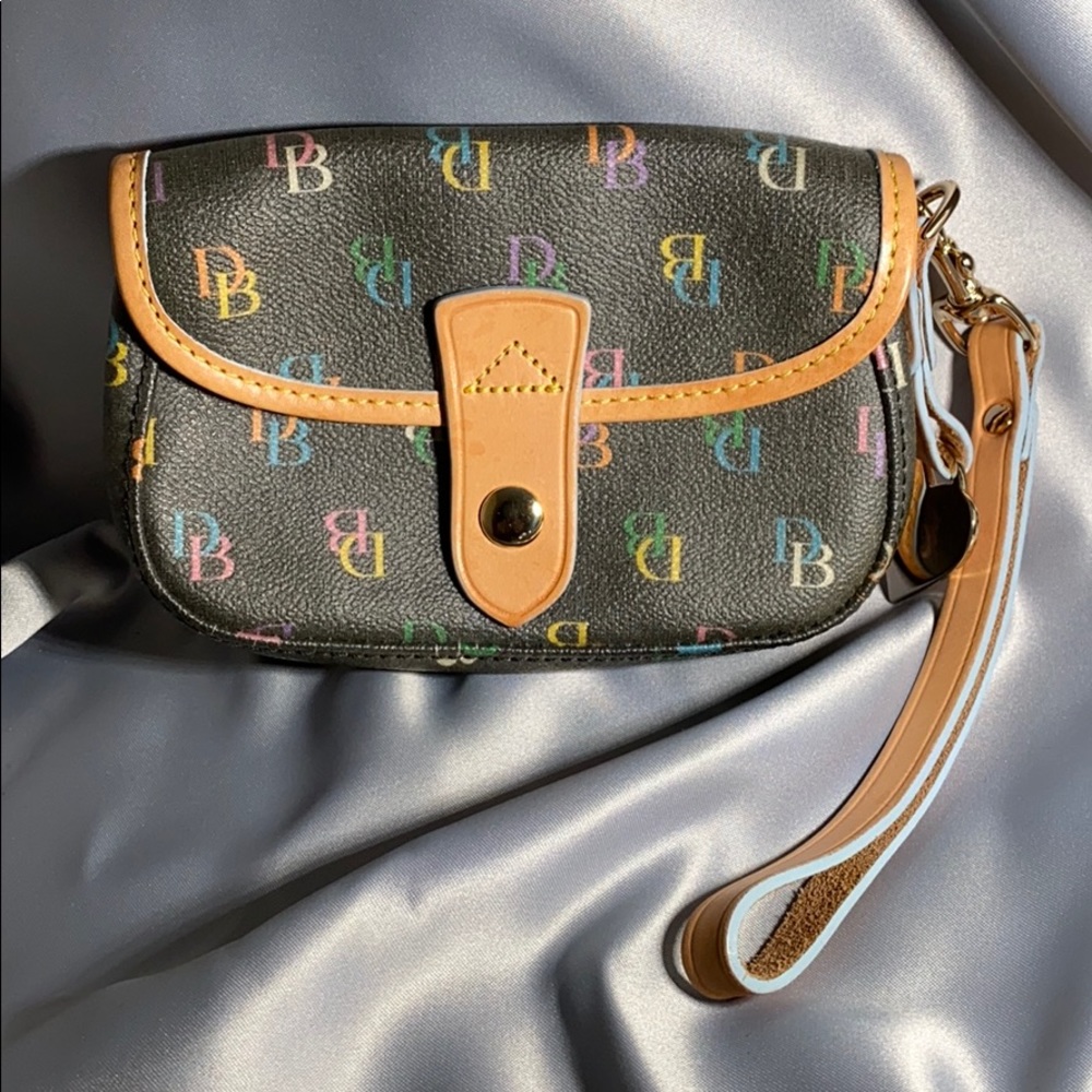 Dooney & Bourke Black Multicolor Monogram Wristlet